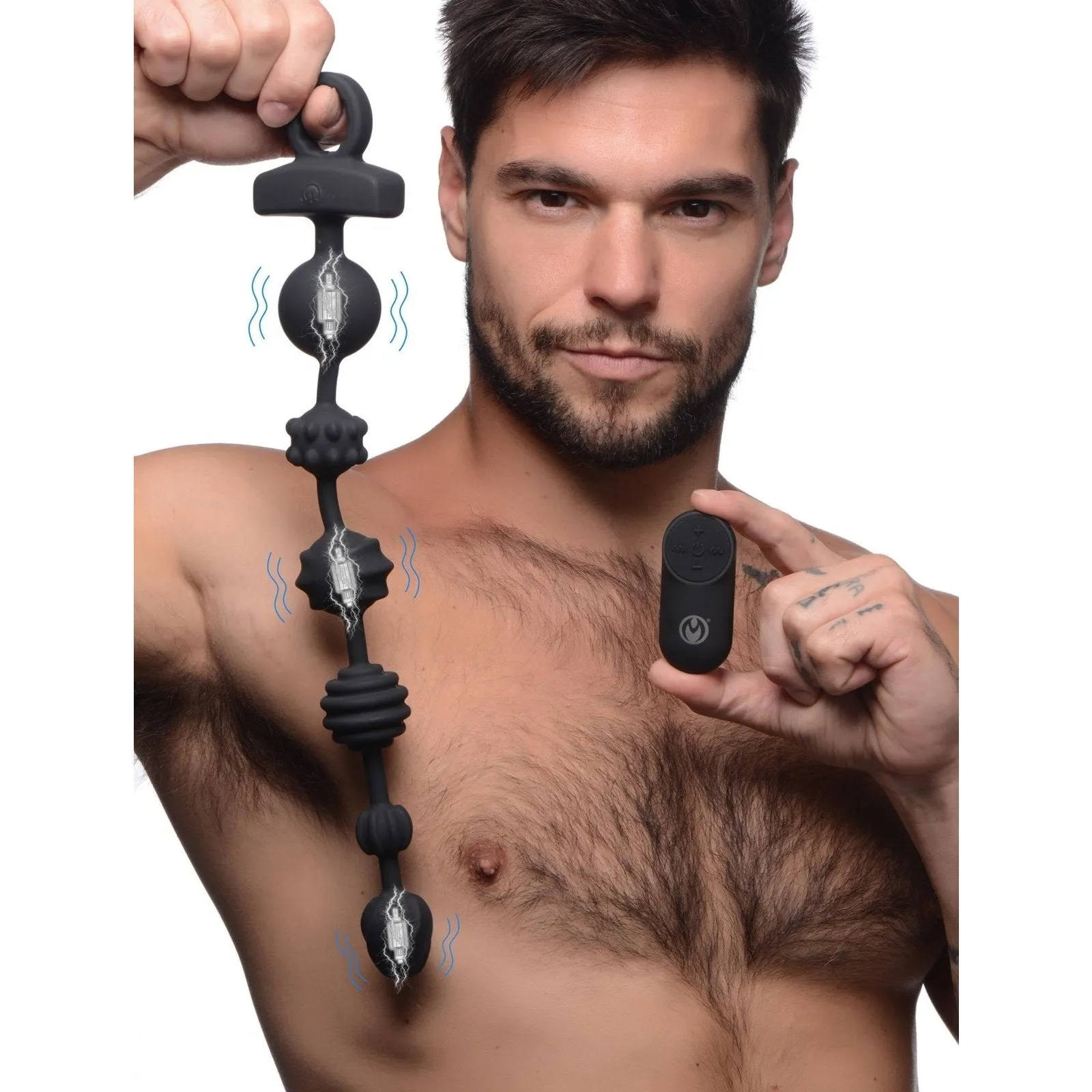 21x Dark Rattler Vibrating Silicone Anal Beads With Remote