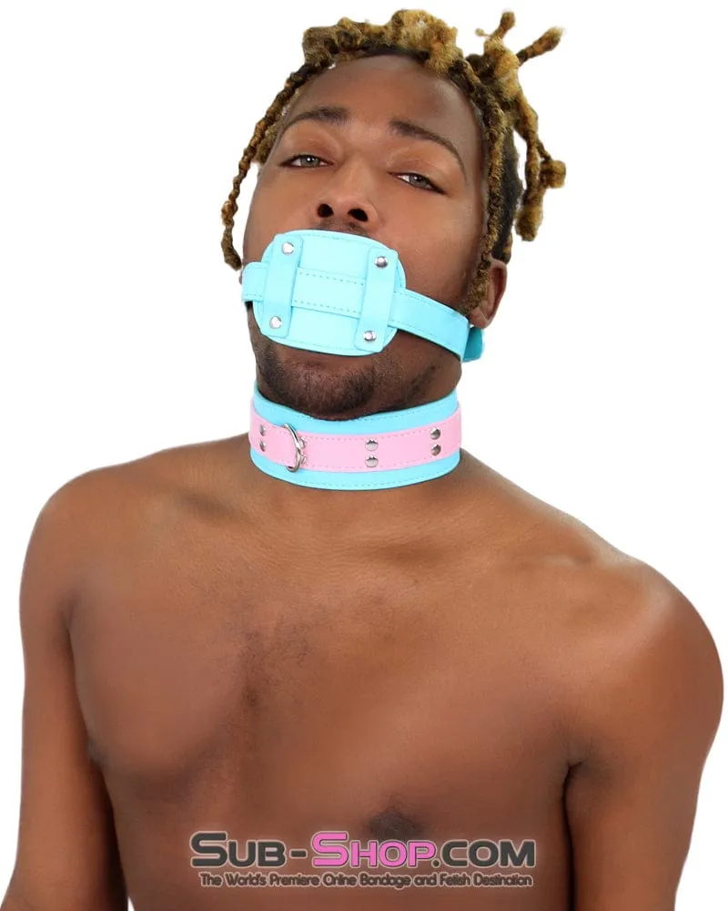 2739RS-SIS      Pretty Sissy Slave Locking Sissy Chastity Rubber Penis Gag. Diamond Blue Strap