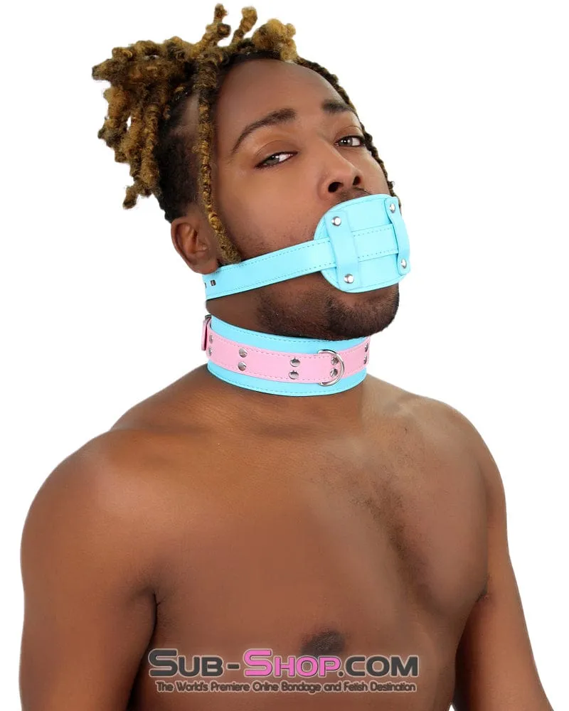 2739RS-SIS      Pretty Sissy Slave Locking Sissy Chastity Rubber Penis Gag. Diamond Blue Strap