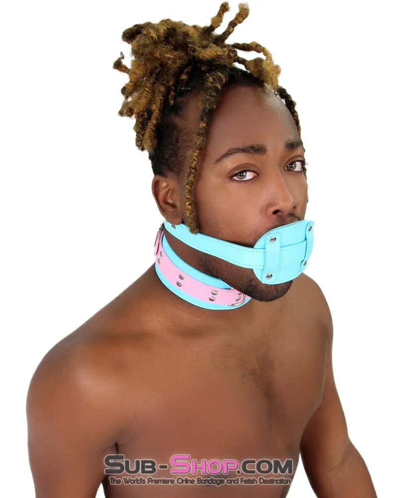 2739RS-SIS      Pretty Sissy Slave Locking Sissy Chastity Rubber Penis Gag. Diamond Blue Strap