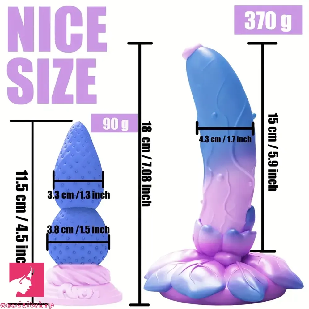 4.5in 7.08in 2pcs Set Soft Silicone Adult Sex Using Butt Plug Rose Dildo