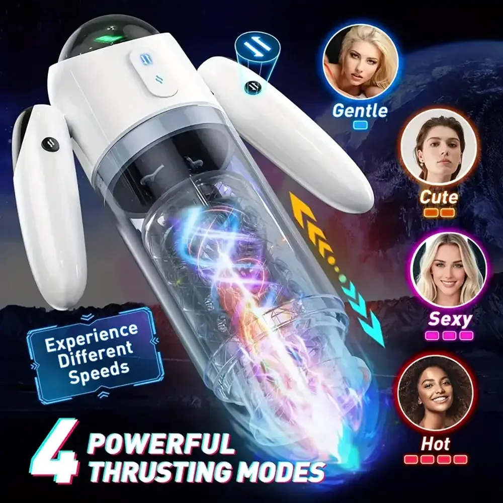 7 Vibrating 5 Rotating 5 Thrusting Modes Penis Automatic Masturbator