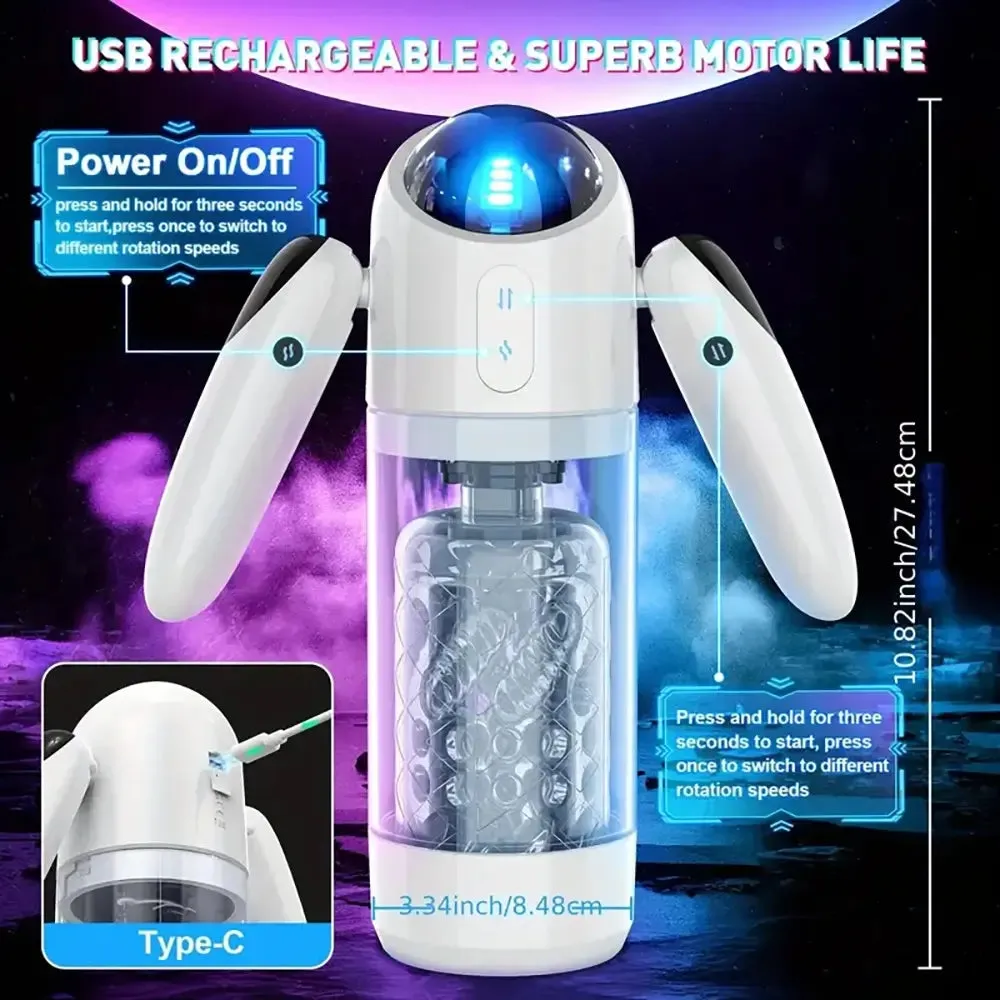 7 Vibrating 5 Rotating 5 Thrusting Modes Penis Automatic Masturbator