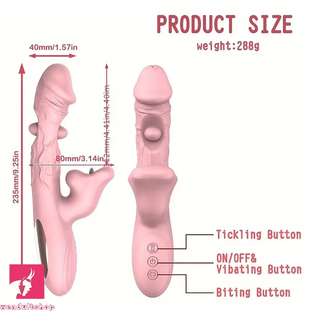 9.25in Tickling Vibrating Biting Automatic Big Silicone Soft Anal Clit Dildo