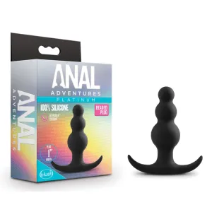 Anal Adventures Platinum Silicone Beaded Plug Black