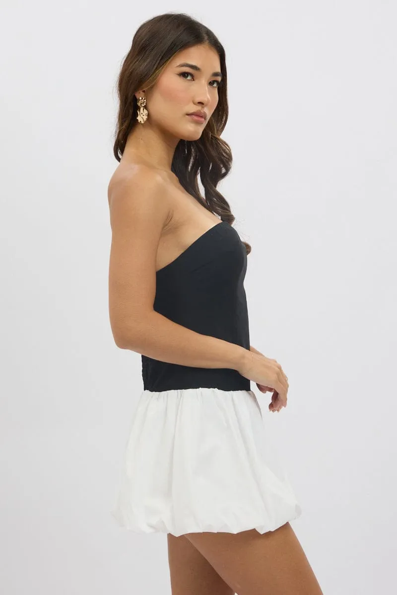 Black Bubble Dress Strapless Mini