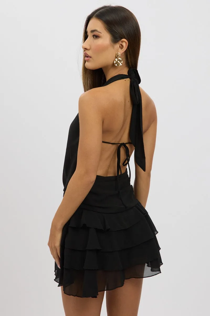 Black Cowl Neck Mini Dress