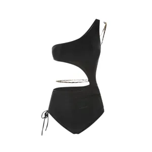 Black Monokini With Shoulder And Waist Chain By Sinderella