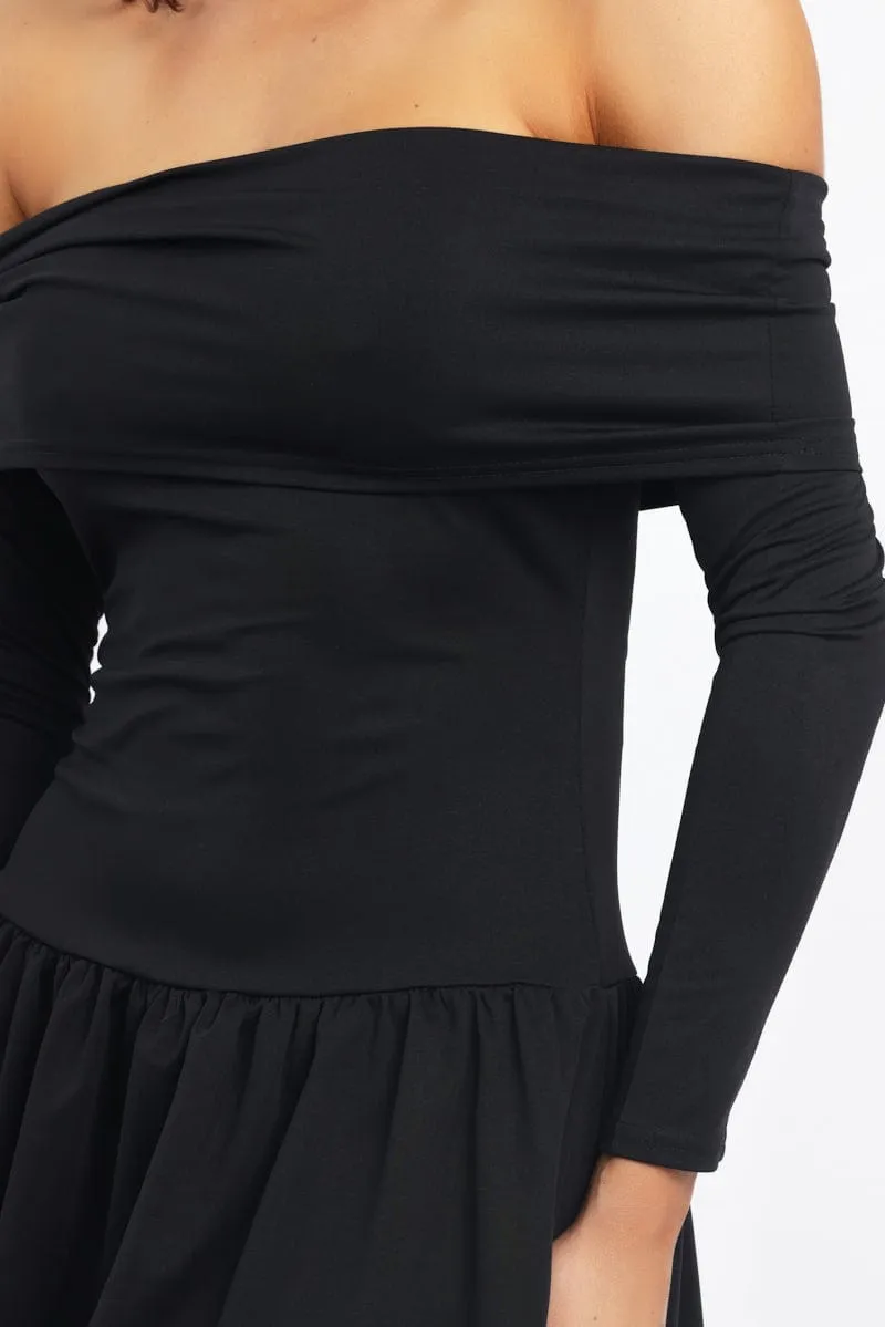 Black Off Shoulder Mini Dress