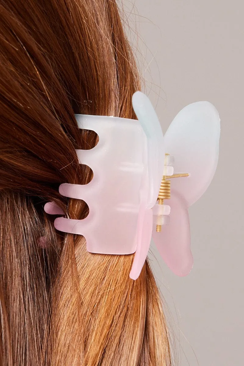 Blue Butterfly Claw Clip Frosted Ombre