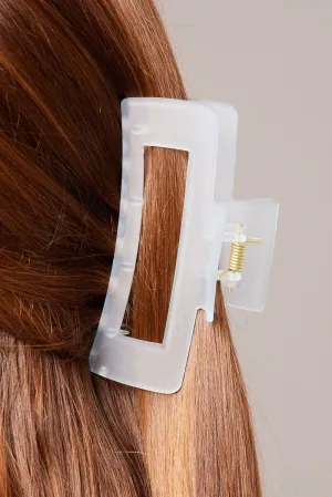 Blue Large Rectangle Claw Clip Frosted