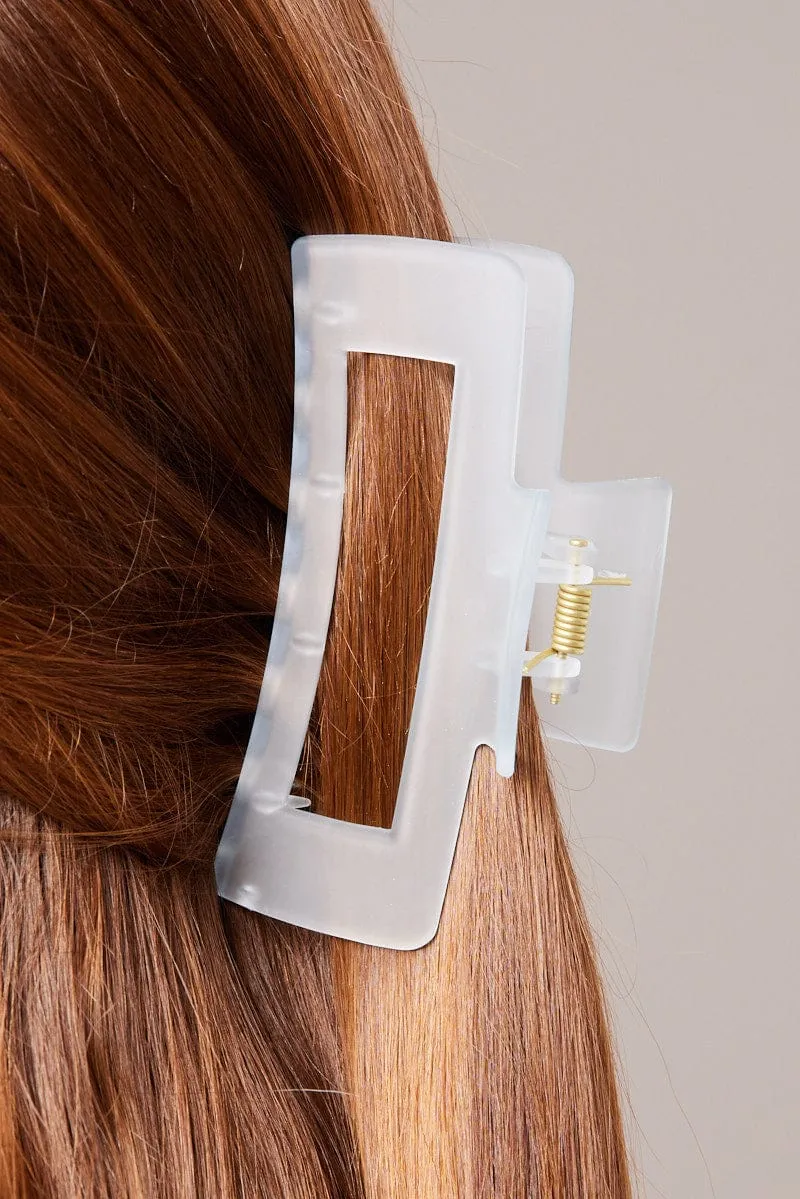 Blue Large Rectangle Claw Clip Frosted
