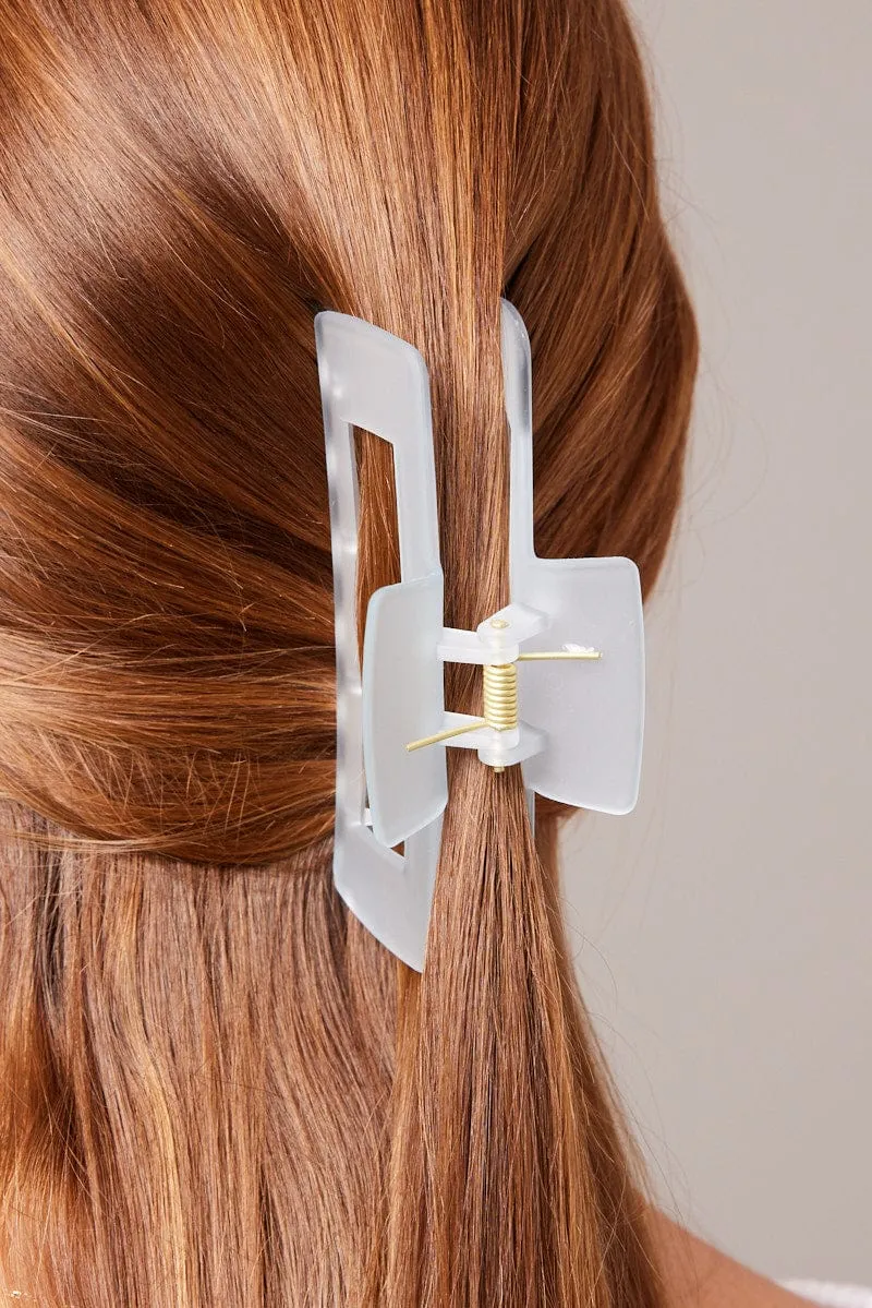 Blue Large Rectangle Claw Clip Frosted