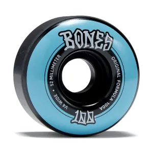 Bones 100s Wides 100a V4 Wide Skateboard Wheels - Black - 52mm
