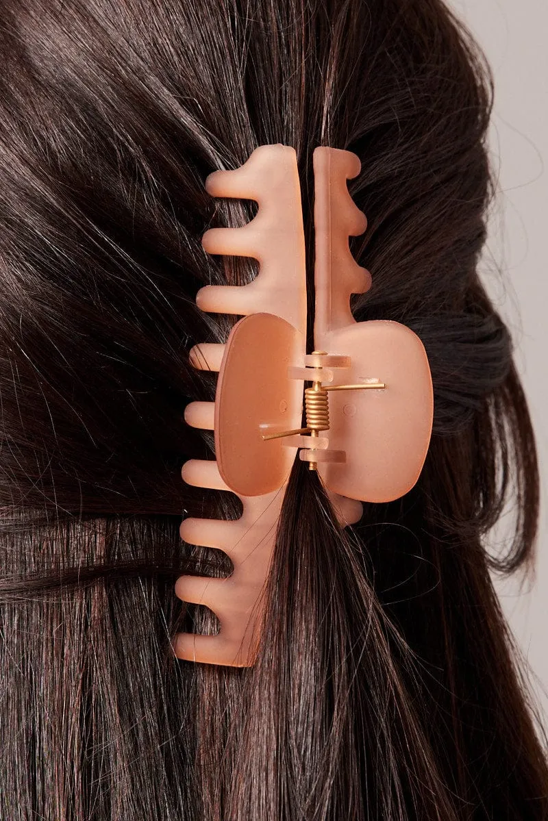 Brown Classic Hair Claw Clip Frosted