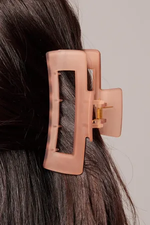 Brown Large Rectangle Claw Clip Frosted