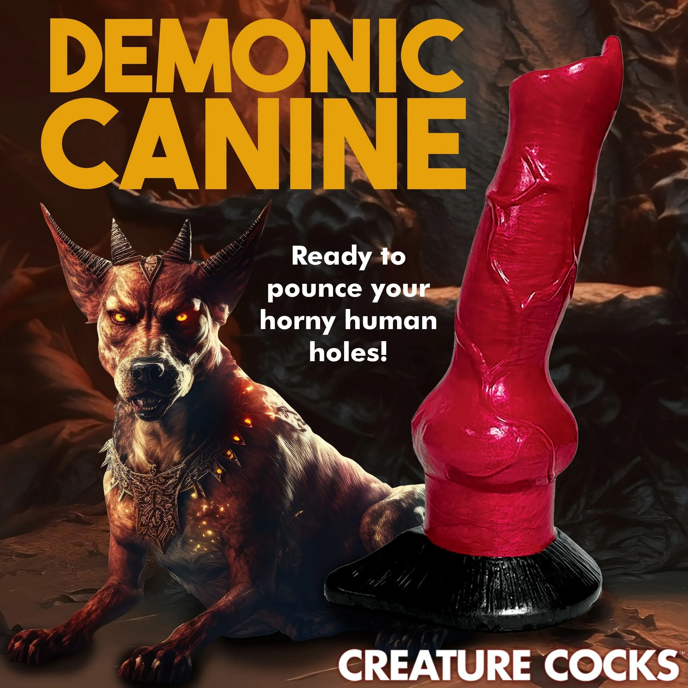 Creature Cocks Hell-Hound Canine Penis Silicone Dildo Suction Cup Sex Toy
