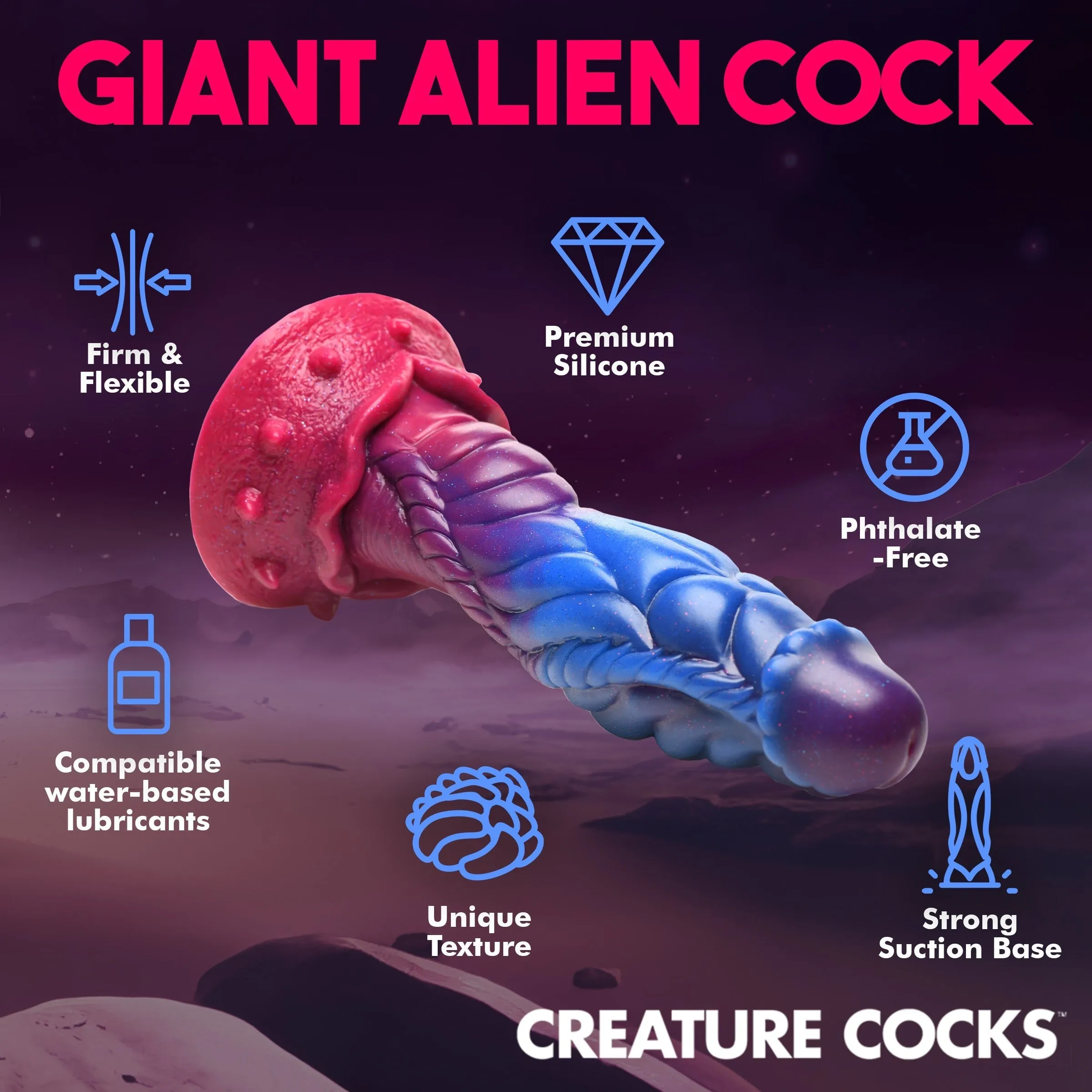 Creature Cocks Intruder Alien Silicone Dildo Large Suction Cup Sex Toy