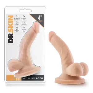 Dr. Skin Mini Realistic 4 in. Dildo with Balls Beige