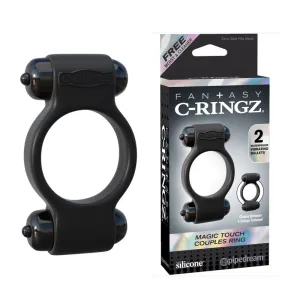 Fantasy C-Ringz Magic Touch Couples Ring With Dual Bullets Black