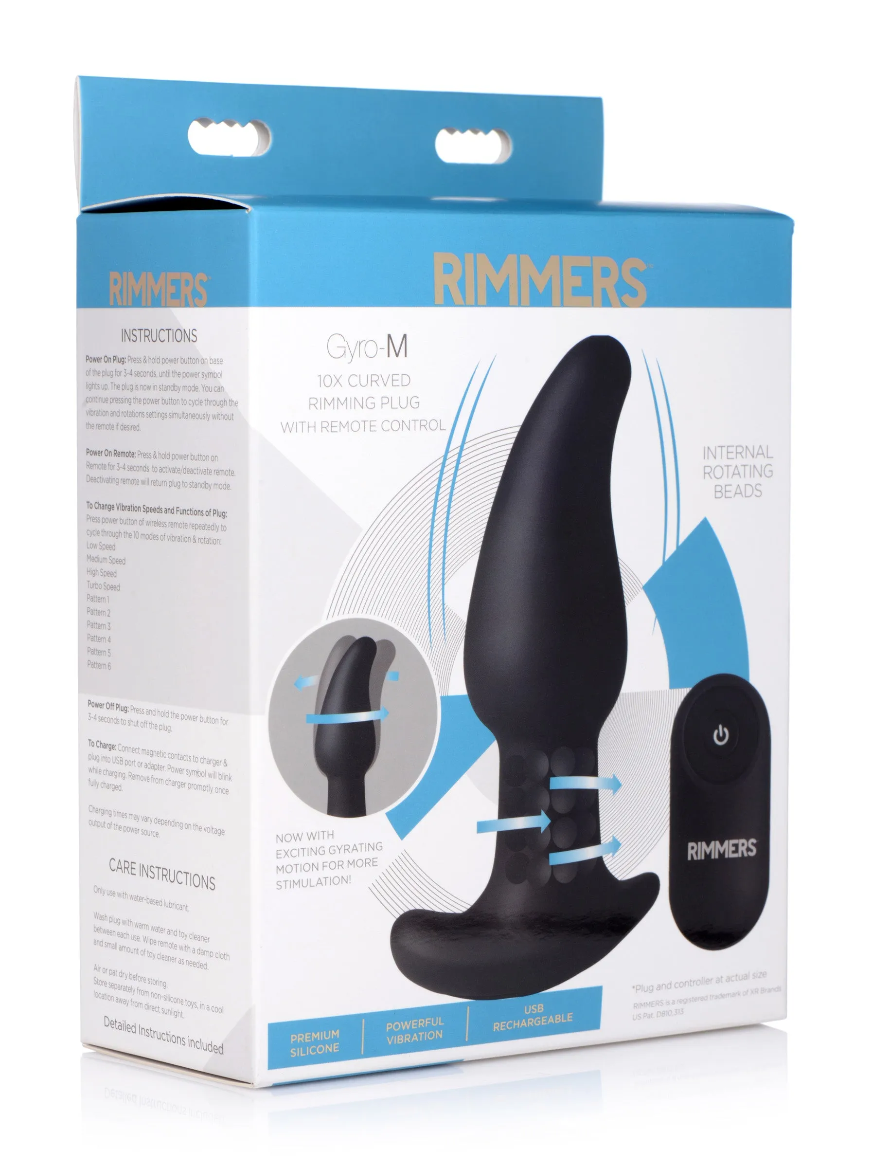 Gyro-m Curved Rimming Plug With Remote Control