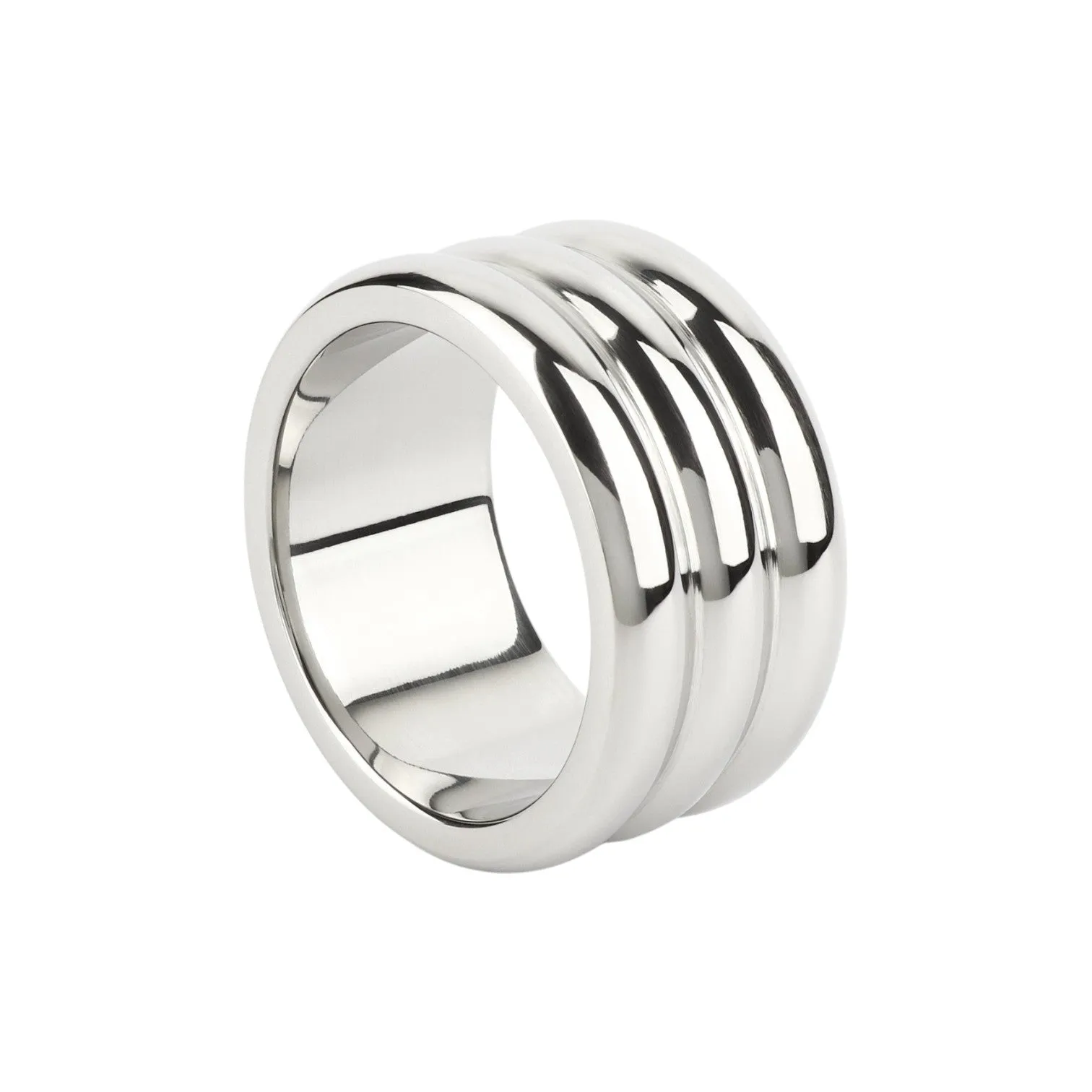 Inel pentru penis MR. STEEL Elegant Deep C-Ring. cu striații. din oțel inoxidabil. diametru 4.5 cm (mic). argintiu
