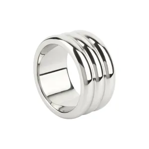 Inel pentru penis MR. STEEL Elegant Deep C-Ring. cu striații. din oțel inoxidabil. diametru 4.5 cm (mic). argintiu