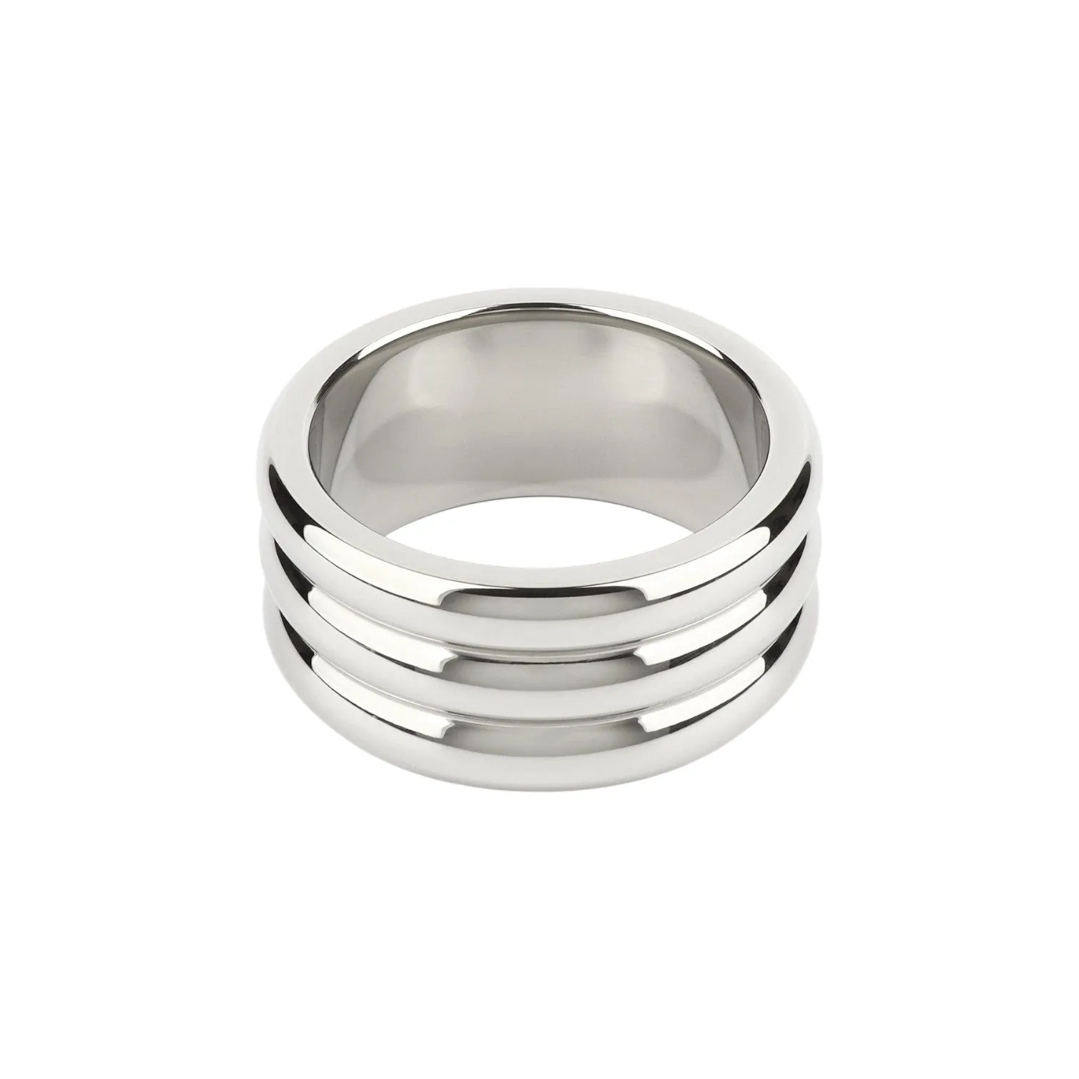 Inel pentru penis MR. STEEL Elegant Deep C-Ring. cu striații. din oțel inoxidabil. diametru 4.5 cm (mic). argintiu