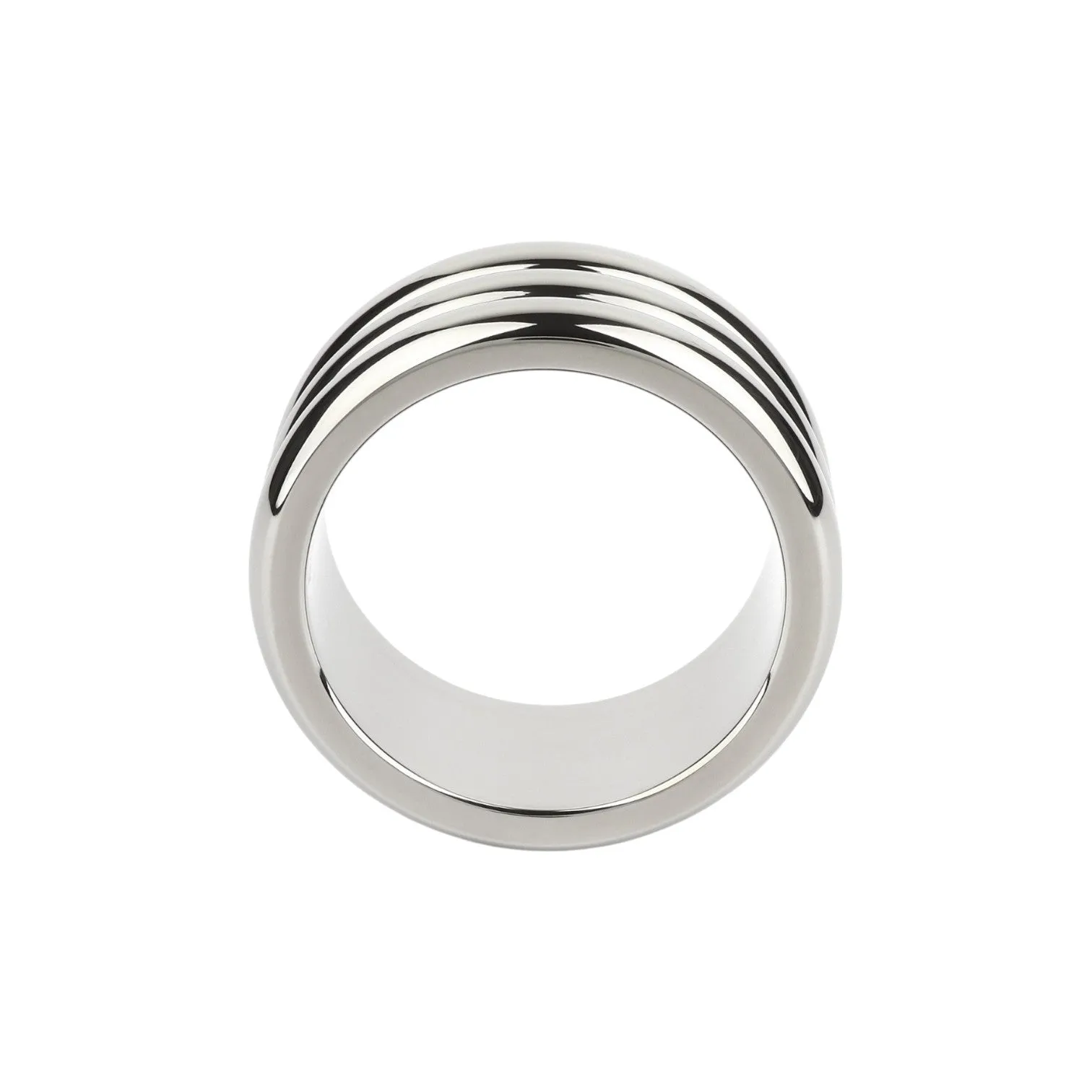 Inel pentru penis MR. STEEL Elegant Deep C-Ring. cu striații. din oțel inoxidabil. diametru 4.5 cm (mic). argintiu