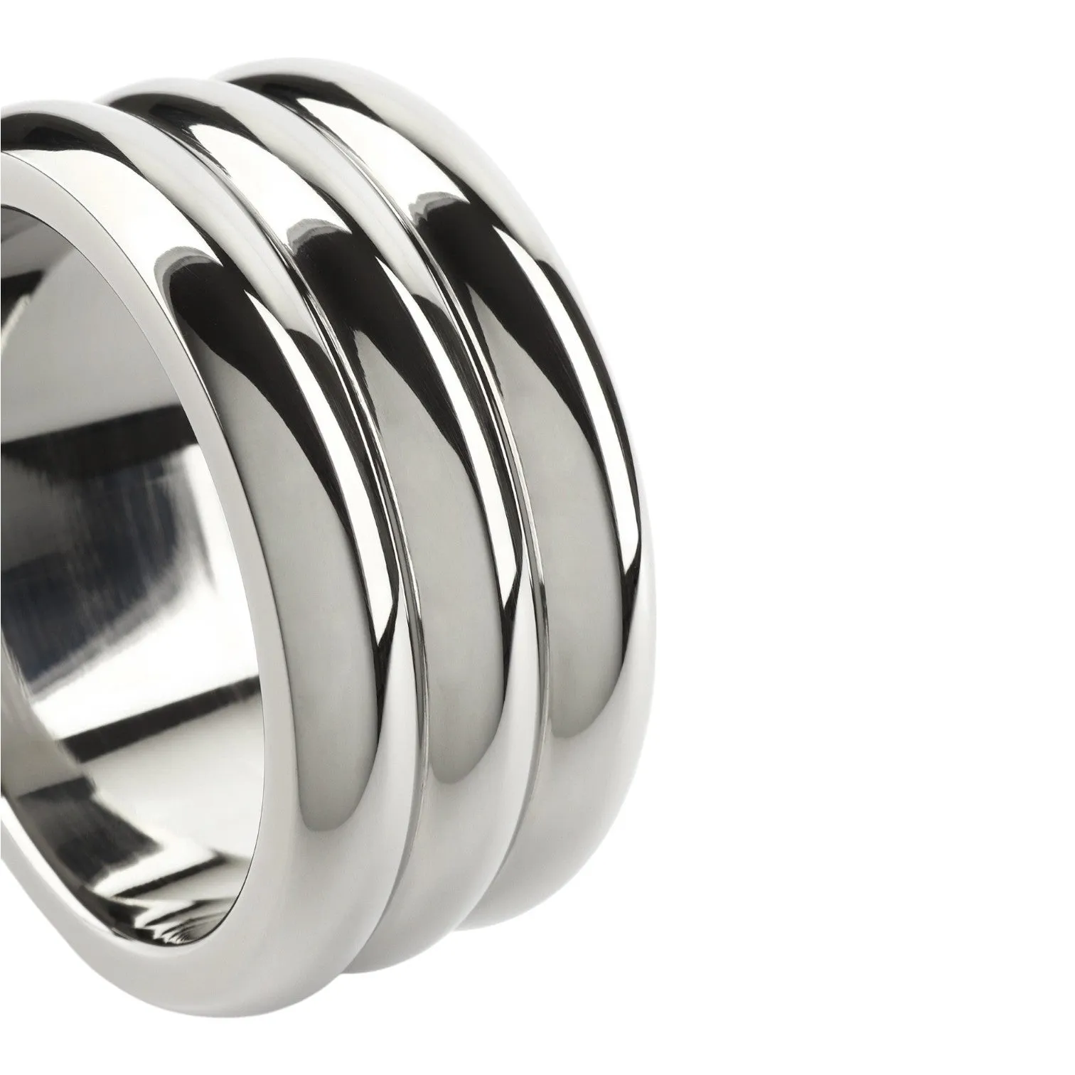 Inel pentru penis MR. STEEL Elegant Deep C-Ring. cu striații. din oțel inoxidabil. diametru 4.5 cm (mic). argintiu