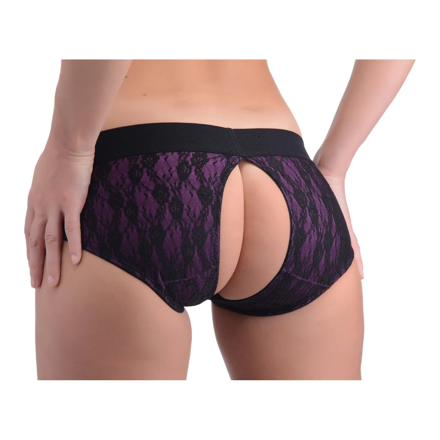 Lace Envy Pegging Set With Lace Crotchless Panty Harness And Dildo - L-xl