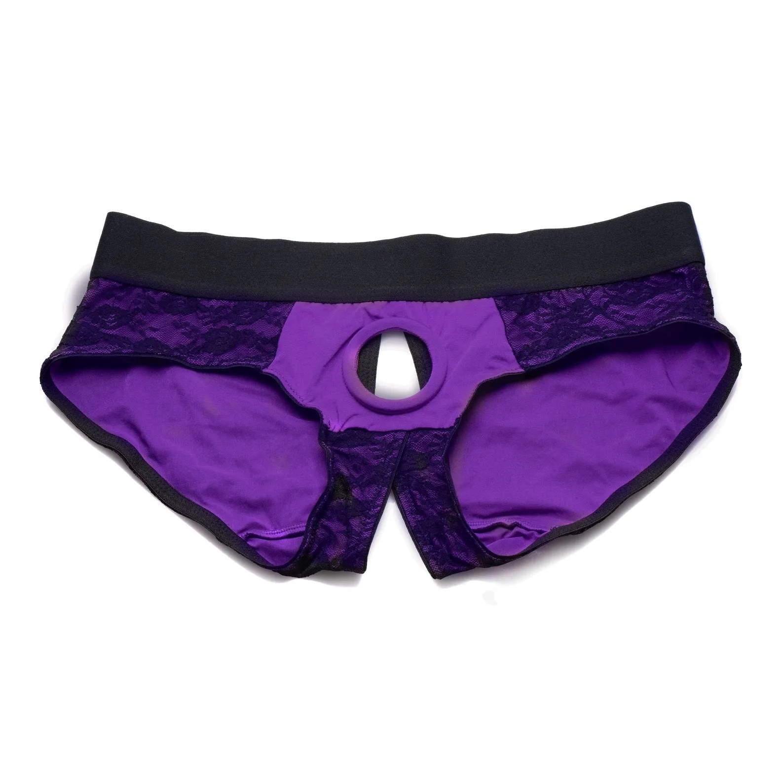 Lace Envy Pegging Set With Lace Crotchless Panty Harness And Dildo - L-xl