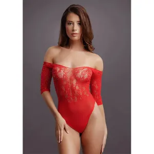 Le Desir Crotchless Rhinestone Teddy Red O/S
