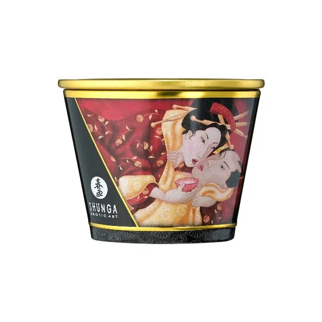 Lumânare pentru masaj SHUNGA Romance - Sparkling Strawberry Wine. cu aromă de vin spumant cu căpșuni. 170 ml