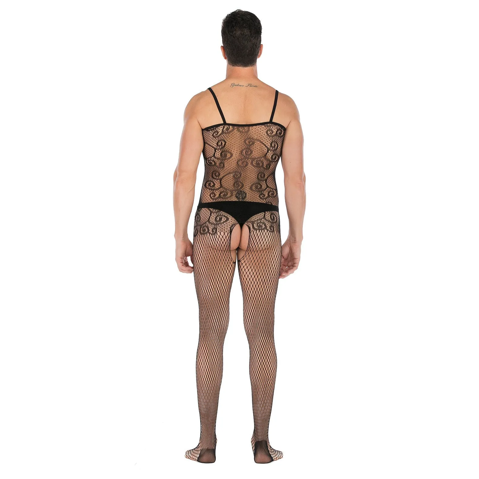 Men's Half-sleeve Open-file Appeal High-elasticity Jacquard Jumpsuit
