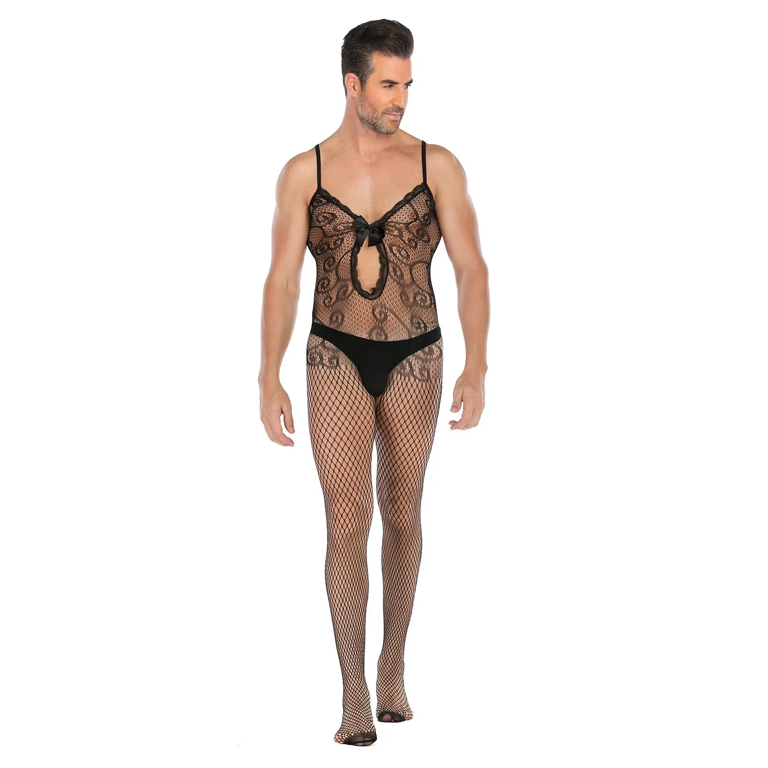 Men's Half-sleeve Open-file Appeal High-elasticity Jacquard Jumpsuit