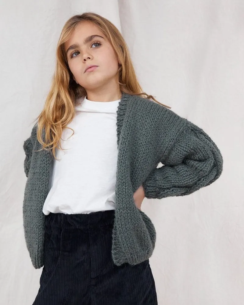 Mini Tommy: Moss Green Wool Cardigan