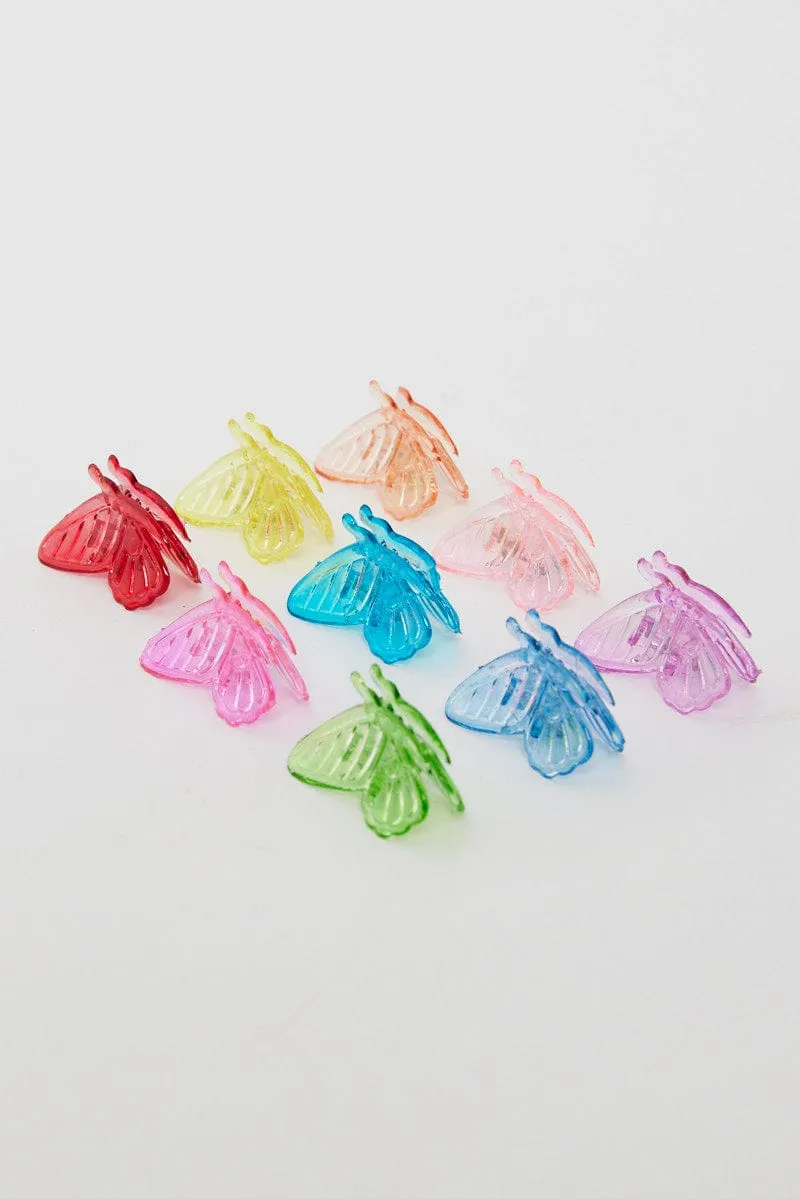 Multi 9 Pack Butterfly Mini Claw Clips