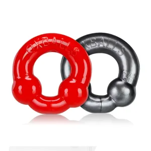 OxBalls 2-Pack Cockring. Steel & Red
