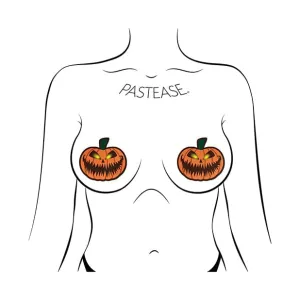 Pastease - Premium Halloween Scary Pumpkin Pasties Nipple Covers O/S (Orange)