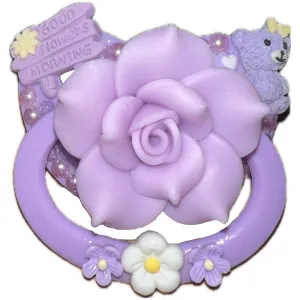 Purple Flowers Hand Crafted Deluxe Pacifier