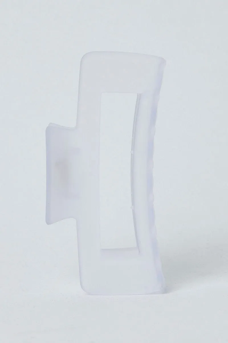 Purple Large Rectangle Claw Clip Frosted