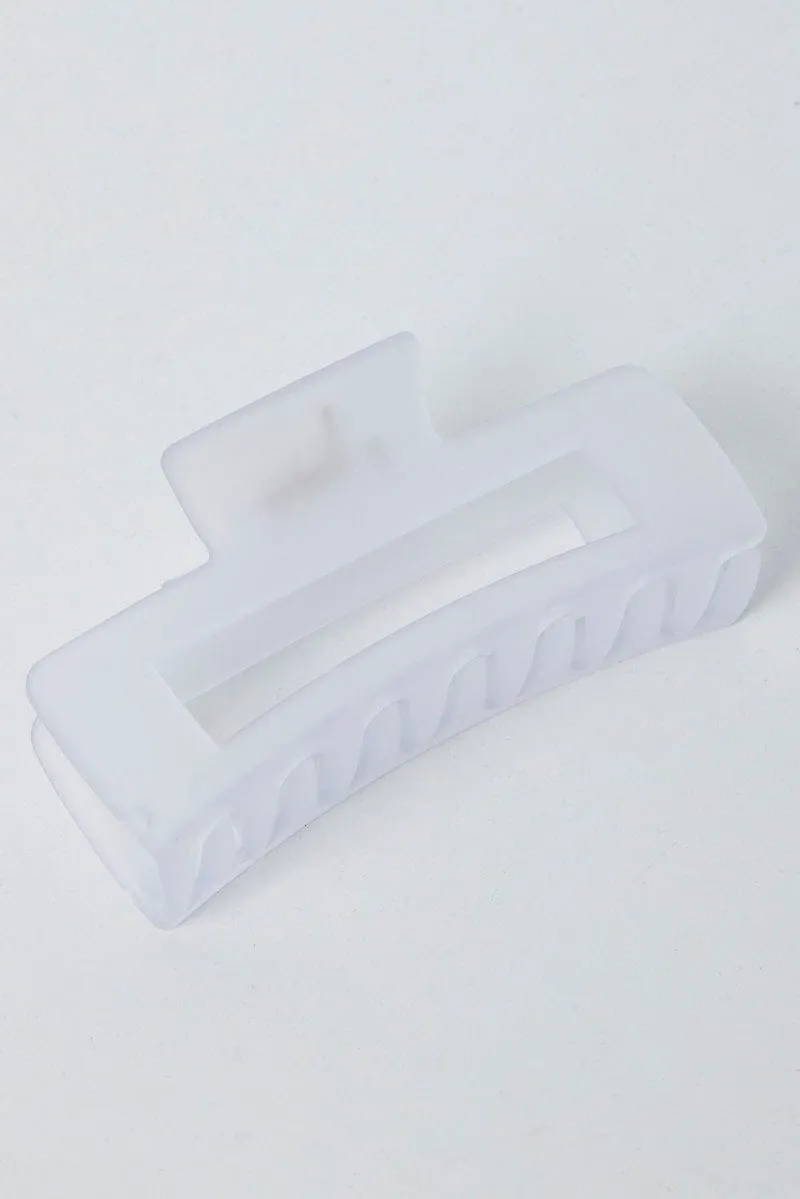 Purple Large Rectangle Claw Clip Frosted