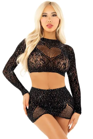 Rhinestone Lace Keyhole Heart Set