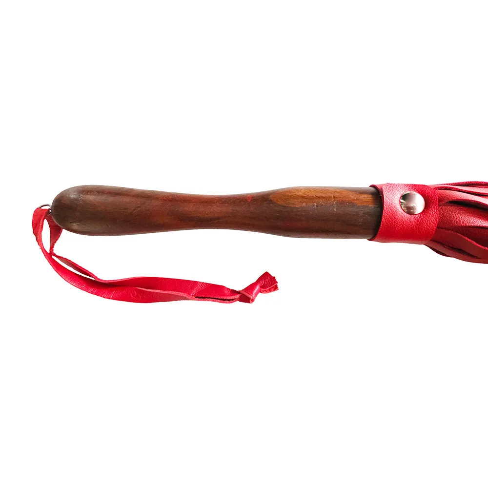 Rouge Fetish Play Vegan Wooden Handle Flogger Red