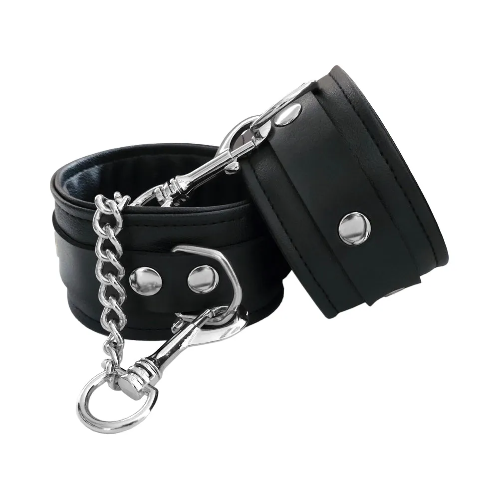 Rouge Fetish Play Vegan Wrist Cuffs Black