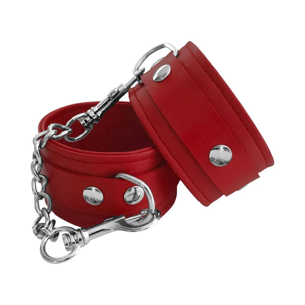 Rouge Fetish Play Vegan Wrist Cuffs Red
