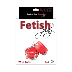 Rouge Fetish Play Vegan Wrist Cuffs Red