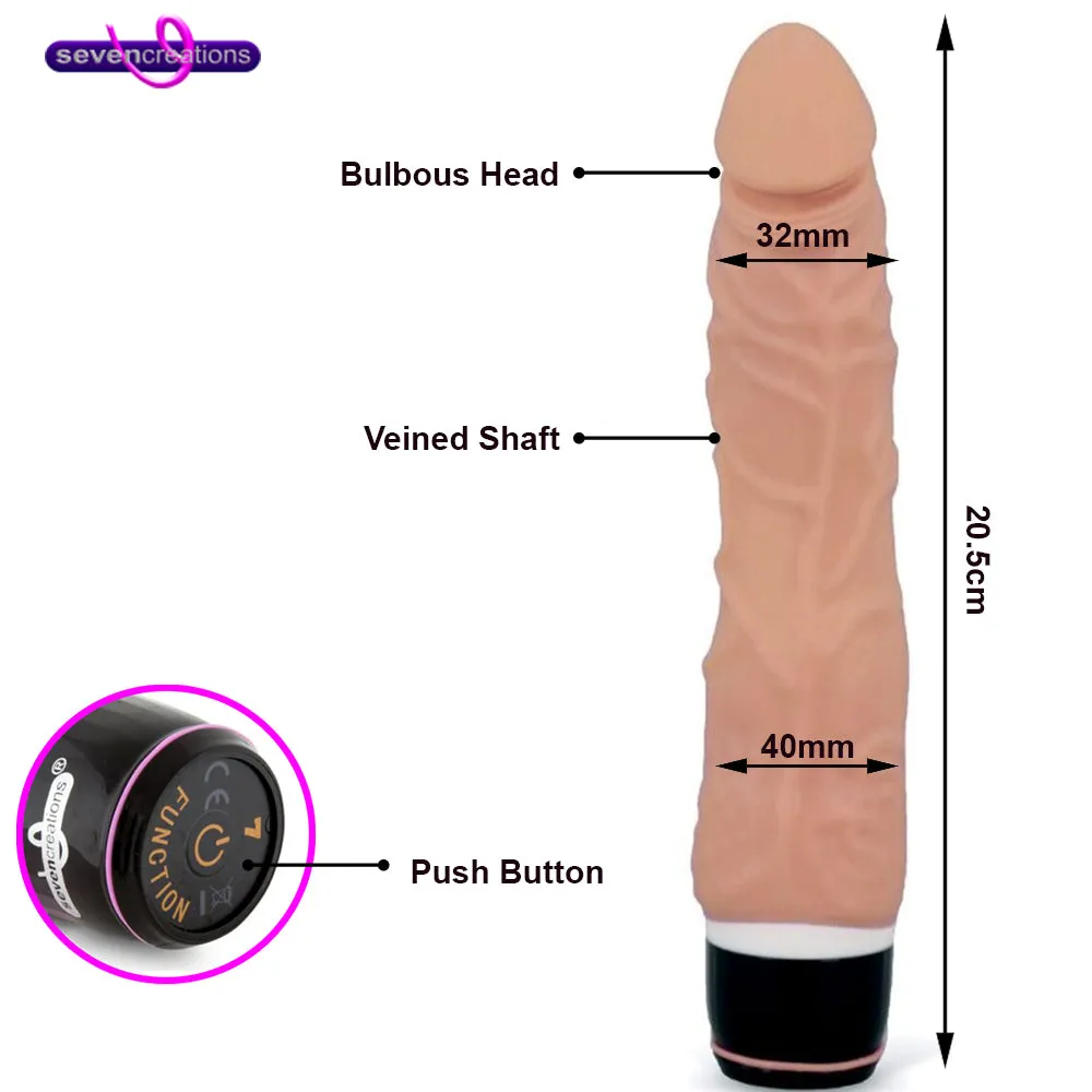 Seven Creations Silicone Classic 20.5cm Vibrating Dildo Flesh