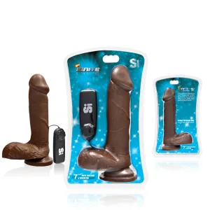 SI 7In Cock w/Balls. Vibrating Egg & Suction Cup - Brown